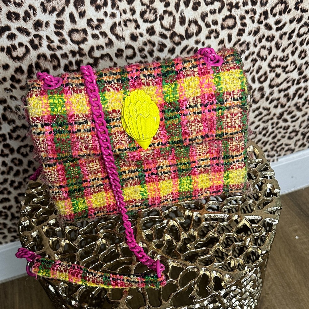 Kurt Geiger Pink and Yellow Plaid Crossbody Bag *NO OFFERS*
